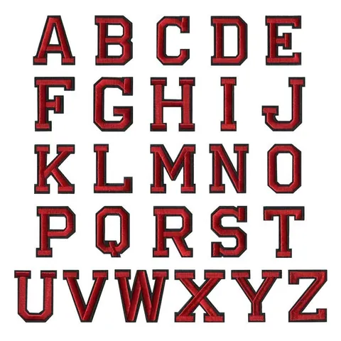 Écussons Thermocollants Brodés Alphabet Rouge Noir Style Sportif Lettre Numéro Appliqué à Coudre pour Vêtements Chapeaux Sacs Accessoires DIY