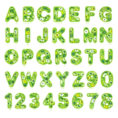 Floral Alphabet Number Embroidery Patches Polyester Letter Patches For Clothing DIY Decorative Iron On Sewing Badge