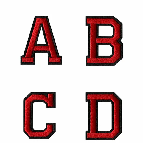 Écussons Thermocollants Brodés Alphabet Rouge Noir Style Sportif Lettre Numéro Appliqué à Coudre pour Vêtements Chapeaux Sacs Accessoires DIY
