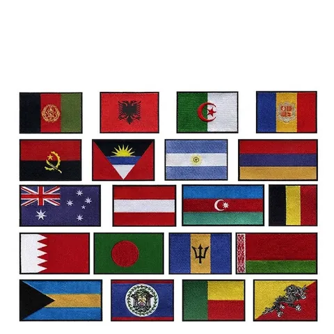 National Flag Embroidered Patch Iron On Sew On Applique DIY Clothes Bag Decoration World Country Flag Patch For Jacket Backpack