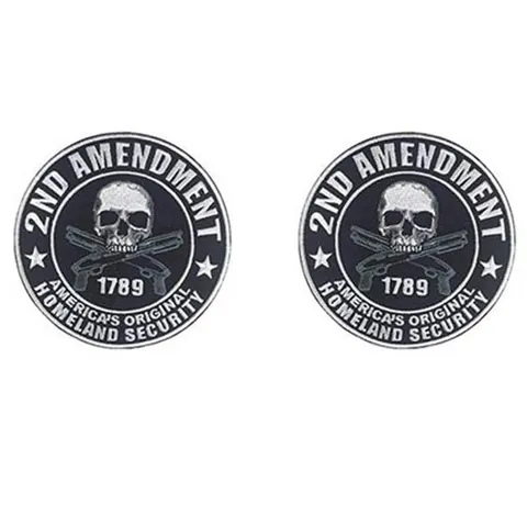 Skull And Crossed Guns Embroidery Patch America Homeland Security Round Biker Applique For Jacket Vest Sewing DIY Decor
