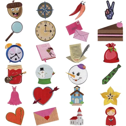 DIY Cartoon Embroidered Patches For Clothing Iron On Sewing Appliques Heart Snowman House Decorative Badges For Kids Women Clothing Bags Decoration