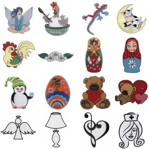 Embroidered Patch Iron On Sew On Applique Heart Music Note Cartoon Mascot Badges For DIY Clothing Jacket Hat Decoration