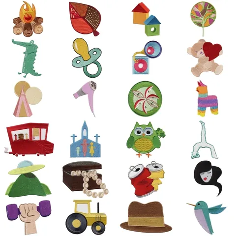 Computer Embroidery Patches Iron On Badges For Clothing DIY Sew On Appliques Heart Leaf House Animal Patterns Embroidery Thread Decoration Stickers
