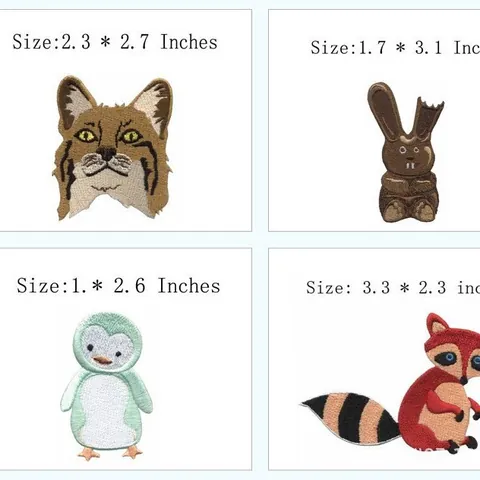Computerized Embroidery Animal Patches With Adhesive Backing For Clothing Decoration DIY Sew On Embroidered Badges For Jackets