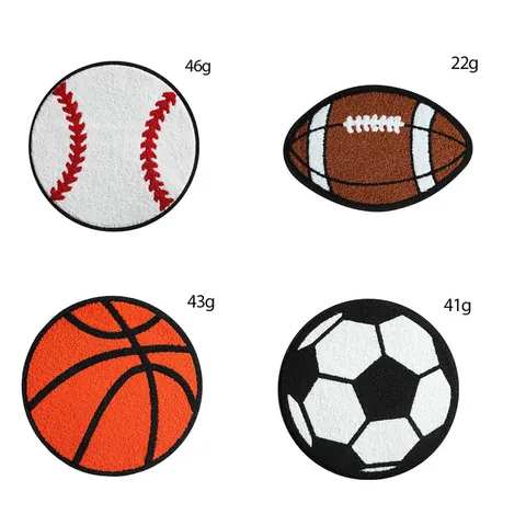 Chenille Embroidery Sports Patch Sporty Iron On Patches Basketball Soccer Baseball Football Applique For Clothing Decoration