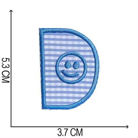 Gingham Alphabet Embroidery Patches Iron On Sew On Smiley Face Plaid Letter Applique For Kids Clothes Shoes Hats DIY Decoration