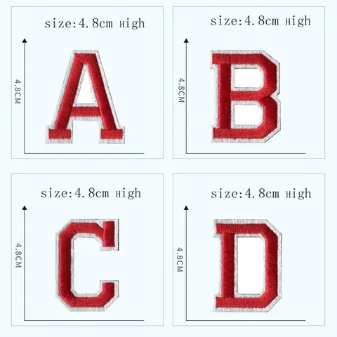 Embroidered Varsity Letter Patches Red White Alphabet Iron On Appliques For Clothing DIY Accessories Jackets Bags Decoration