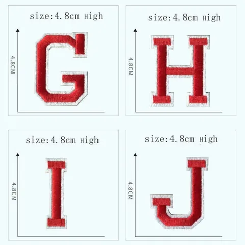 Embroidered Varsity Letter Patches Red White Alphabet Iron On Appliques For Clothing DIY Accessories Jackets Bags Decoration