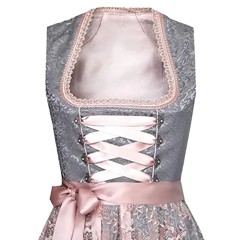 Traditional German Oktoberfest Dirndl Dress Women Lace Embroidery Square Neck Lace-up Bavarian Ethnic Party Costume Top And Bottom