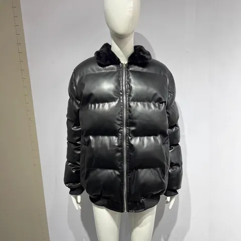 Men Fleece Lined PU Leather Biker Jacket Padded Quilted Winter Coat Faux Lamb Wool Lapel Motorcycle Outerwear Zipper Top