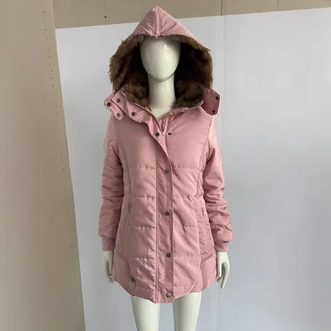Manteau Rembourré Chaud d'Hiver pour Femmes Avec Col en Fourrure Artificielle Capuche Manches Longues Coupe Ajustée Veste Matelassée Parka Extérieur Top