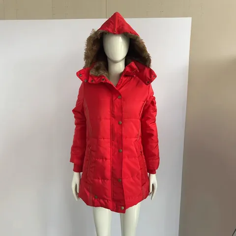 Manteau Rembourré Chaud d'Hiver pour Femmes Avec Col en Fourrure Artificielle Capuche Manches Longues Coupe Ajustée Veste Matelassée Parka Extérieur Top