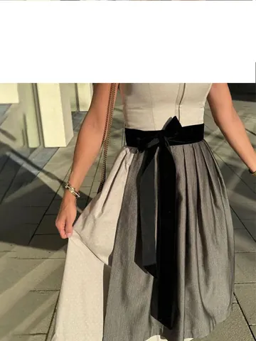 Women Traditional German Oktoberfest Dirndl Dress Vintage Cotton Blend Ruffle Bow Striped Patchwork Festival Party Maxi Dress