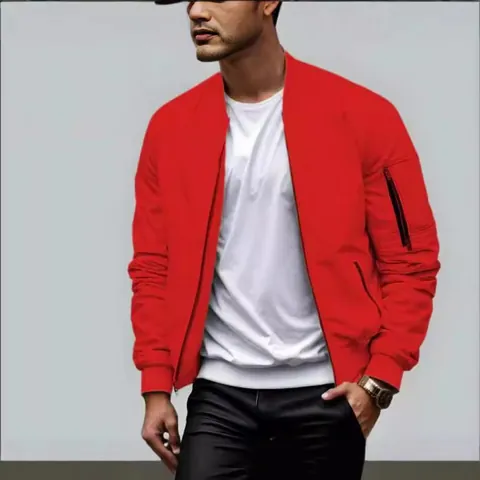 Men's Air Force Pilot Bomber Jacket Solid Color Casual Lightweight Flight Jacket With Arm Pocket Zipper Outerwear Top