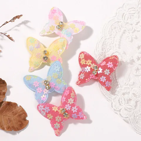 Pince à Cheveux Papillon en Dentelle avec Strass et Fleur à Paillettes Accessoire de Tête Mignon pour Bébé Fille