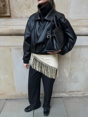 Women Fringe Wrap Skirt Solid Color Polyester Irregular Hem Mini Skirt Tie Waist Commuter Elegant Skirt For Dating Daily