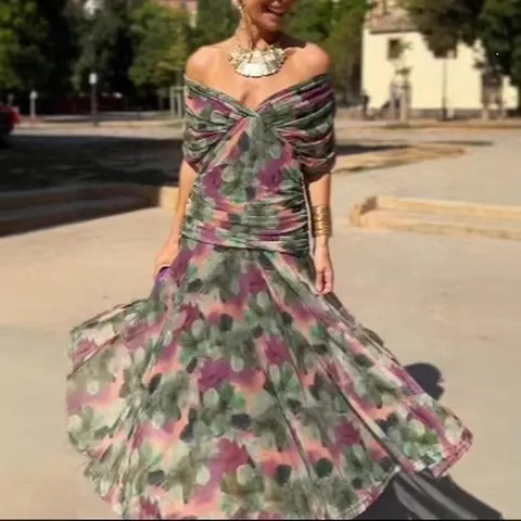 Damen Ärmellos Gerafft Maxi Kleid Böhmisch Strand Chiffon V Ausschnitt Langes Kleid Für Sommer Urlaub Loses Sonnenkleid