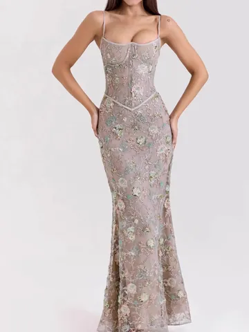 Γυναικείο Sexy Exoplato Kompsoro Vathy Ntekolte Amaniko me Kordonia Maxi Forema Slim Fit Vradino Parti Makry Forema Slip
