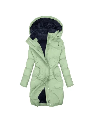 Dames Winter Dikke Gewatteerde Jas Lamswollen Voering Kapuchonjas Mode Slim Fit Warm Winddicht Bovenkleding Effen Kleur Top