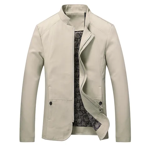 Men Casual Stand Collar Jacket Cotton Padded Slim Fit Outerwear With Artificial Leather Sleeve Patchwork Paisley Lining Coat