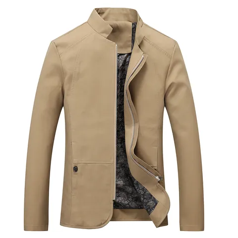 Men Casual Stand Collar Jacket Cotton Padded Slim Fit Outerwear With Artificial Leather Sleeve Patchwork Paisley Lining Coat