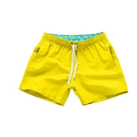 Men's Swim Shorts Bottom Quick Dry Beach Board Shorts Solid Color Elastic Waist Drawstring Casual Summer Fitness Sport Shorts