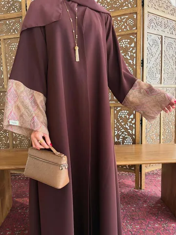 Women's Elegant Polyester Long Robe Ethnic Printed Cuffs Batwing Sleeve Open Front Cardigan Loose Abaya Outerwear Top