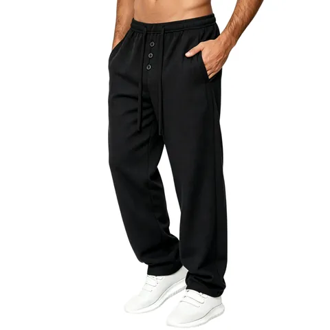 Men's Waffle Knit Loose Casual Pants Summer Drawstring Straight Leg Trousers Versatile Solid Color Athletic Jogger Sweatpants Bottom