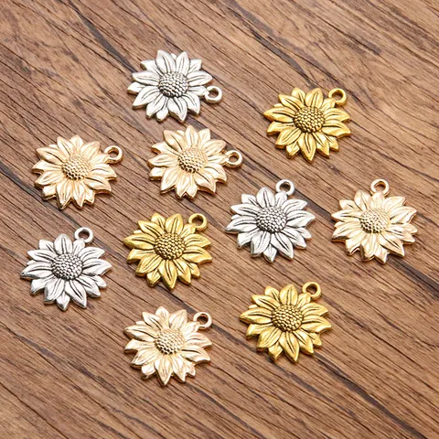 Sunflower Alloy Pendant DIY Jewelry Making Accessories Botanical Floral Sunflower Charm For Bag Clothing Decoration