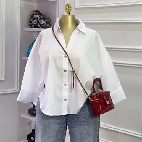 Women Striped Polyester Shirt Fashion Loose Sweet Turn-down Collar Button Top Casual Summer Short Blouse For Lady Jewelry