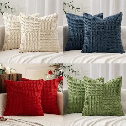 Modern Corn Kernel Textured Decorative Throw Pillow Cover Solid Color Polyester Patchwork Square Cushion Case For Sofa Living Room Bedroom Without Insert