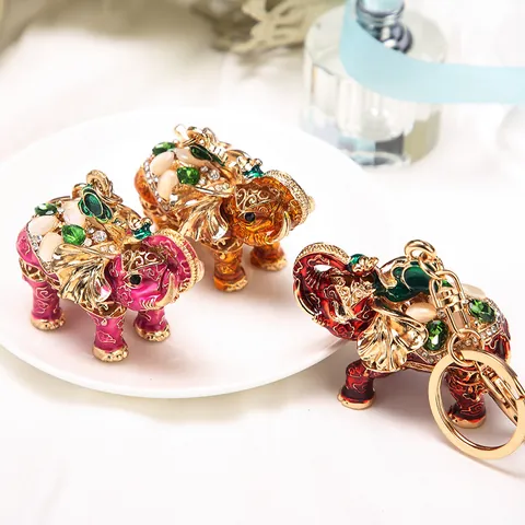 Süßer Emaille Elefant Schlüsselanhänger Legierung Strass Eingelegter Auto Schlüsselanhänger Pendent Ornament Für Tasche Schmuck Damen Herren Geschenk