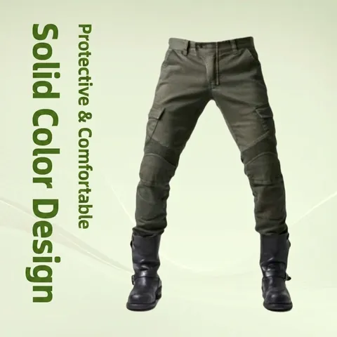 Men Motorcycle Riding Pants Armor Protective Motocross Cargo Jeans Stretch Shirring Design Cotton Trousers Riding Bottom