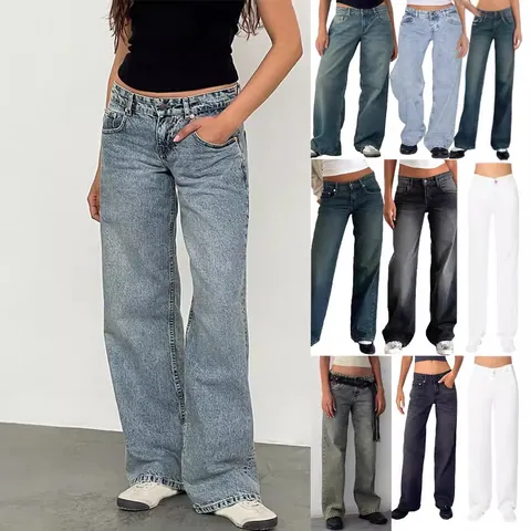 Jeans Femme Taille Haute Jambe Droite Style Européen Américain Vintage Denim Délavé Pantalon Large Casual Streetwear Pantalon Denim Bas