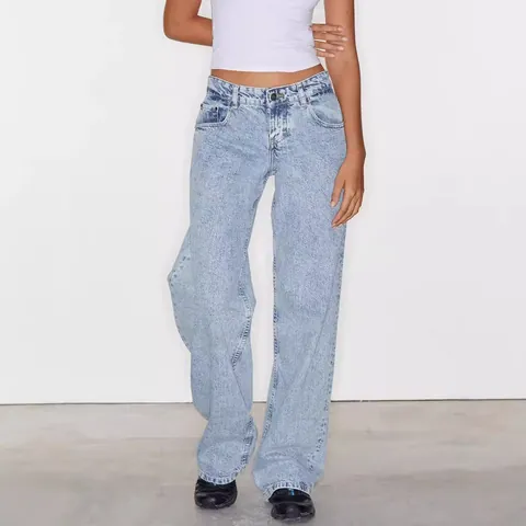 Jeans Femme Taille Haute Jambe Droite Style Européen Américain Vintage Denim Délavé Pantalon Large Casual Streetwear Pantalon Denim Bas