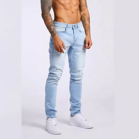 Jeans Skinny Slim Fit da Uomo in Denim di Cotone Logoro Pantaloni a Vita Alta Streetwear Casual per Uomo