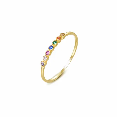 Anello Eternity Arcobaleno in Argento Sterling S925 Lusso Leggero Zirconia Anello Sottile per Donna Gioielli di Moda