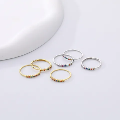 Anello Eternity Arcobaleno in Argento Sterling S925 Lusso Leggero Zirconia Anello Sottile per Donna Gioielli di Moda
