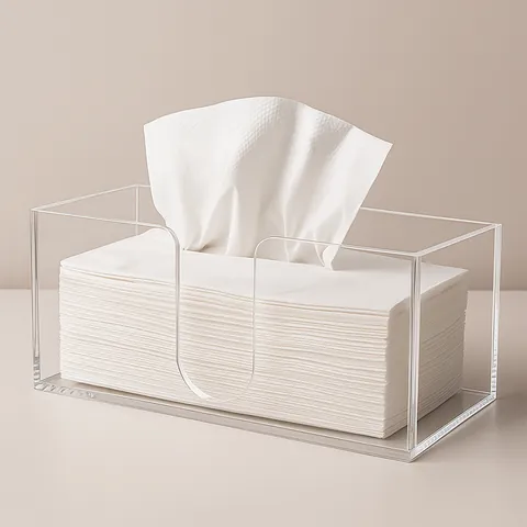 Rectangular Acrylic Tissue Box Transparent Desktop Paper Towel Dispenser U-Shaped Opening Napkin Holder For Bathroom Kitchen