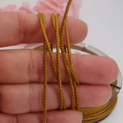 Metallic Gold Mambo Cord Dense Braided String For DIY Bracelet Necklace Jewelry Making Handwoven Accessories Cord Roll
