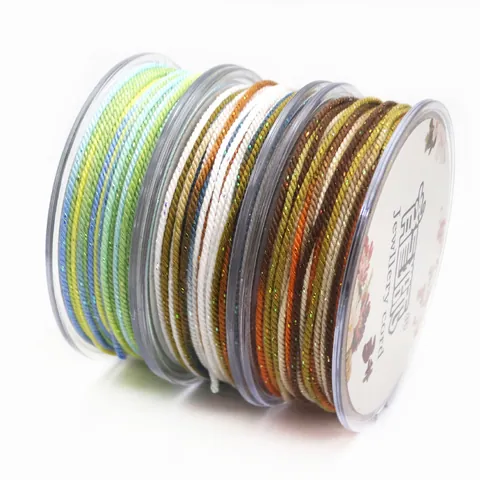 1.2mm Gold Metallic Nylon Kordel Segmentgefärbt Mehrfarbig Geflochtenes Seil Nicht Elastisches Schmuckgarn Für DIY Armband Halskette Quaste