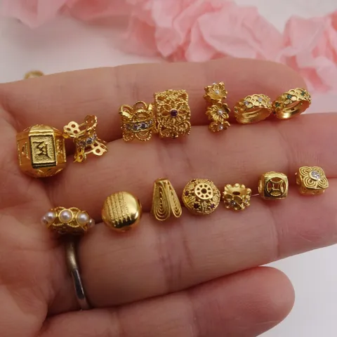 DIY Jewelry Making Beads Gold Plated Copper Zirconia Rose Spacers Six-word Mantra Barrel Beads For Bracelet Earring Findings