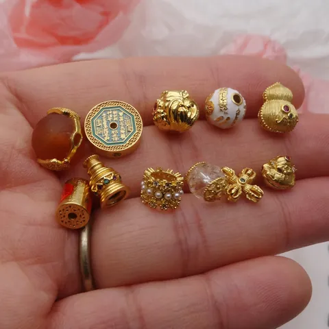 Gold Plated Copper Beads Pendants Lucky Bag Gourd Enamel Charms For DIY Jewelry Making Bracelet Necklace Findings Accessories