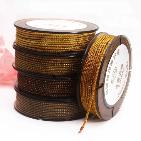 Metallic Gold Mambo Cord Dense Braided String For DIY Bracelet Necklace Jewelry Making Handwoven Accessories Cord Roll