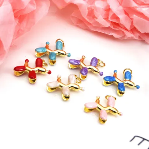 Balloon Dog Enamel Pendant Copper Zirconia Cute Animal Charm DIY Jewelry Making Bracelet Necklace Pendant Accessories