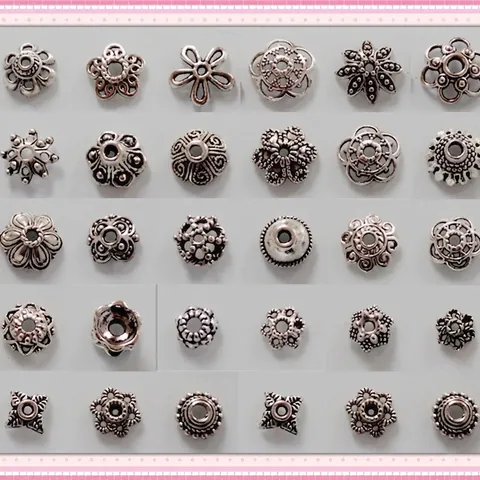 Vintage Alloy Flower Bead Caps Spacer Beads Hollow Floral Jewelry Findings For DIY Bracelet Necklace Crafting Making