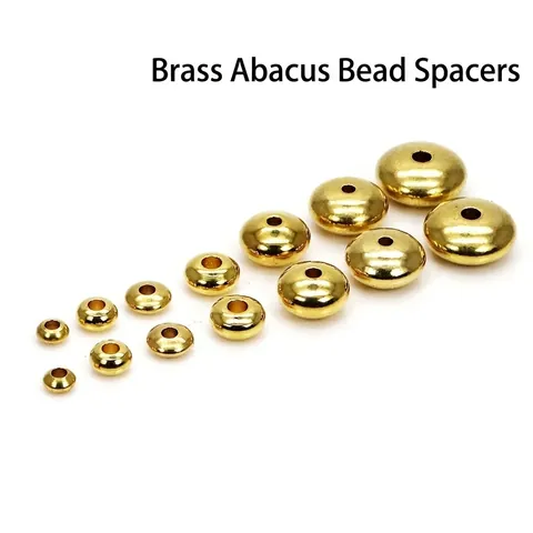 Solid Brass Abacus Spacer Beads Polished Gold Flat Disc Beads For DIY Jewelry Making Necklace Bracelet Accessory Minimalist Metallic Beads