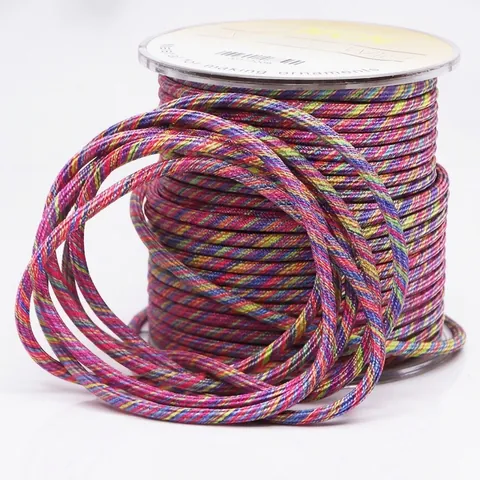 Twill Braided Colorful Round Cord For Jewelry Making DIY Bracelet Necklace Non-Elastic Synthetic Fiber Craft Rope String