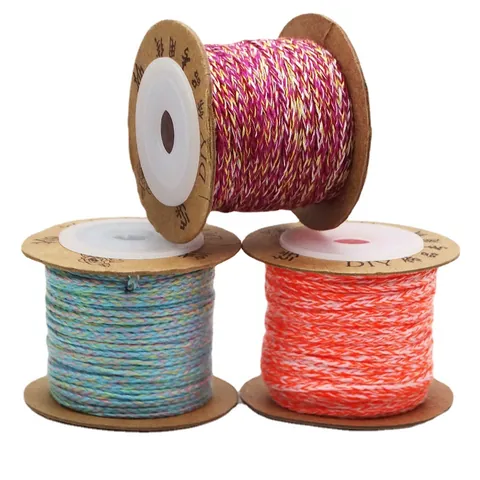 Handgefertigte Geflochtene Baumwollschnur Dreisträngig Handgedrehtes Mehrfarbiges DIY Schmuckherstellung Quasten Armband Seil